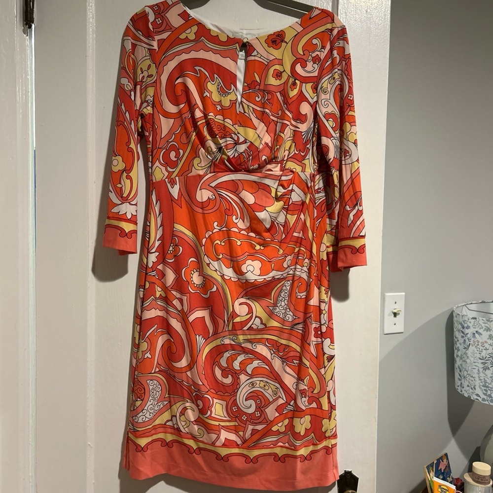 Donna Morgan Orange Paisley Midi Dress